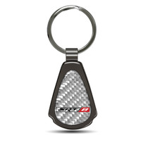 Dodge Jeep SRT-8 Silver Genuine Carbon Fiber Black Metal Teardrop Key Chain