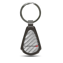 Dodge Silver Genuine Carbon Fiber Black Metal Teardrop Key Chain