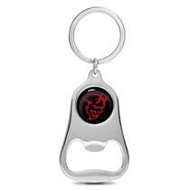 Dodge Demon in Red Black Logo Chrome Finish Flat Bottle Opener Metal Key Chain