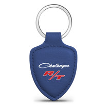 Dodge Challenger R/T Classic Blue Shield-Shape Style Genuine Leather Key Chain