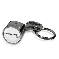 Dodge SRT Hellcat Logo in White on Black Engine Piston and Rod Metal Key Chain