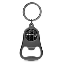 Dodge SRT Hellcat Logo Carbon Fiber Flat Bottle Opener Black Metal Key Chain