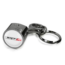 Dodge SRT-8 Logo in White on Black Engine Piston and Rod Metal Key Chain