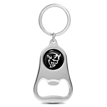 Dodge Demon Black Logo Chrome Finish Flat Bottle Opener Metal Key Chain