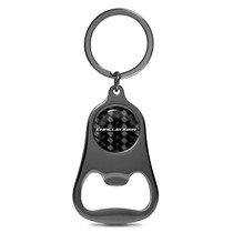 Dodge Challenger Logo Carbon Fiber Flat Bottle Opener Black Metal Key Chain
