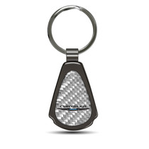 Chrysler Silver Genuine Carbon Fiber Black Metal Teardrop Key Chain