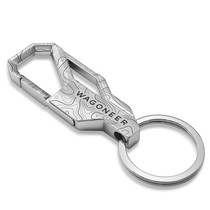 Jeep Wagoneer Topographic Silver Carabiner Style Snap Hook Metal Key Chain