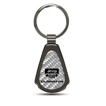 Jeep Gladiator Silver Genuine Carbon Fiber Black Metal Teardrop Key Chain