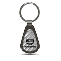Jeep Renegade Silver Genuine Carbon Fiber Black Metal Teardrop Key Chain