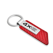 Jeep 4xe Red PU Leather Carbon Fiber Texture Strap Silver Metal Bar Key Chain