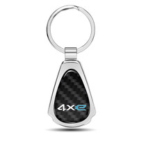 Jeep 4xe Real Black Carbon Fiber Chrome Metal Teardrop Key Chain