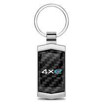 Jeep 4xe Real 3K Carbon Fiber Chrome Metal Case Key Chain