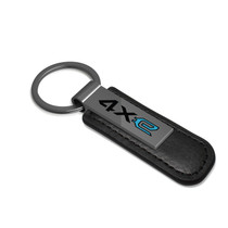 Jeep 4xe Black PU Leather Strap Black Metal Bar Key Chain