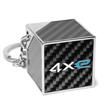 Jeep 4xe Black Real Carbon Fiber Custom Designed Cube Block Style Metal Key Chain