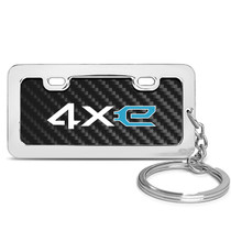 Jeep 4xe Black Real Carbon Fiber Mini Chrome Metal License Frame Style Key Chain