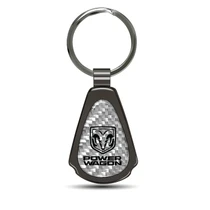 RAM Power Wagon Silver Genuine Carbon Fiber Black Metal Teardrop Key Chain