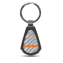 HEMI Silver Genuine Carbon Fiber Black Metal Teardrop Key Chain