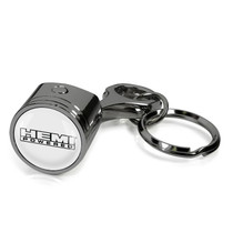 HEMI Powered Logo in White on Black Engine Piston and Rod Metal Key Chain