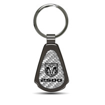 RAM 2500 Silver Genuine Carbon Fiber Black Metal Teardrop Key Chain