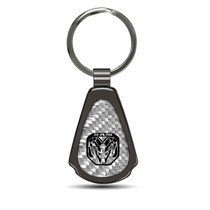 RAM 2019 up Silver Genuine Carbon Fiber Black Metal Teardrop Key Chain