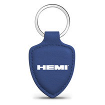 HEMI Logo Blue Shield-Shape Style Genuine Leather Key Chain