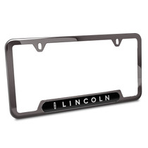 Lincoln in 3D Black Finish 50 States Gloss Black Stainless Steel License Plate Frame