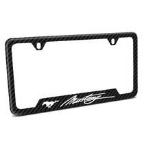 Ford Mustang Script Black Carbon Fiber Texture ABS Plastic 50 States License Plate Frame