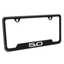 Ford Mustang 5.0 Black Carbon Fiber Texture ABS Plastic 50 States License Plate Frame