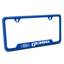 Ford F-350 Blue Carbon Fiber Texture ABS Plastic 50 States License Plate Frame