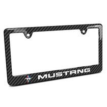 Ford Mustang Tri-Bar Black Carbon Fiber Look ABS Plastic License Plate Frame