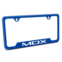 Acura MDX Blue Carbon Fiber Texture ABS Plastic Open Corners License Plate Frame