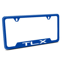 Acura TLX Blue Carbon Fiber Texture ABS Plastic Open Corners License Plate Frame