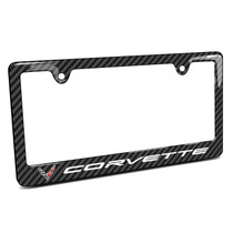 Chevrolet Corvette C8 Black Carbon Fiber Look ABS Plastic License Plate Frame