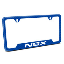 Acura NSX Blue Carbon Fiber Texture ABS Plastic Open Corners License Plate Frame