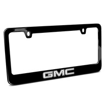 GMC UV LED Printed on Black Metal License Plate Frame