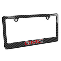 GMC in Red Black Carbon Fiber Look ABS Plastic License Plate Frame