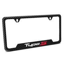 Acura Type-S Black Carbon Fiber Texture ABS Plastic Open Corners License Plate Frame