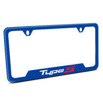 Acura Type-S Blue Carbon Fiber Texture ABS Plastic Open Corners License Plate Frame