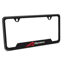 Acura A-Spec Black Carbon Fiber Texture ABS Plastic Open Corners License Plate Frame