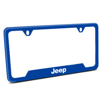 Jeep Blue Carbon Fiber Texture ABS Plastic 50 States License Plate Frame