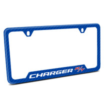 Dodge Charger R/T Blue Carbon Fiber Texture ABS Plastic 50 States License Plate Frame