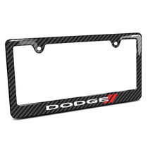 Dodge Black Carbon Fiber Look ABS Plastic License Plate Frame