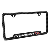 Dodge Charger R/T Black Carbon Fiber Texture ABS Plastic 50 States License Plate Frame