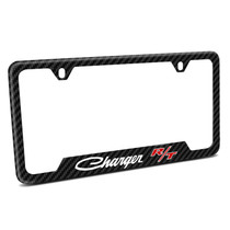 Dodge Charger R/T Classic Black Carbon Fiber Texture ABS Plastic 50 States License Plate Frame