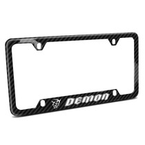 Dodge Demon UV-LED Printed on Real 3K Carbon Fiber 50 States 4 Holes Black License Plate Frame