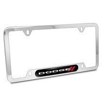 Dodge UV-LED Printed on Black Dome Chrome Stainless Steel License Plate Frame