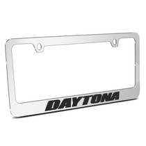 Dodge Charger Daytona in 3D on Mirror Chrome Metal License Plate Frame