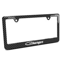 Dodge Charger Classic Black Carbon Fiber Look ABS Plastic License Plate Frame