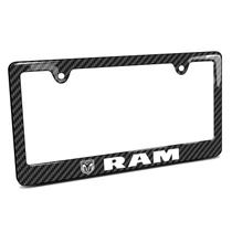 RAM Black Carbon Fiber Look ABS Plastic License Plate Frame