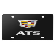 Cadillac ATS 3D New Crest Dual Logo Black Stainless Steel License Plate
